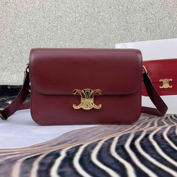 2019 New Celine Triomphe Crossbody Red Wine Shoulder Bag 187366